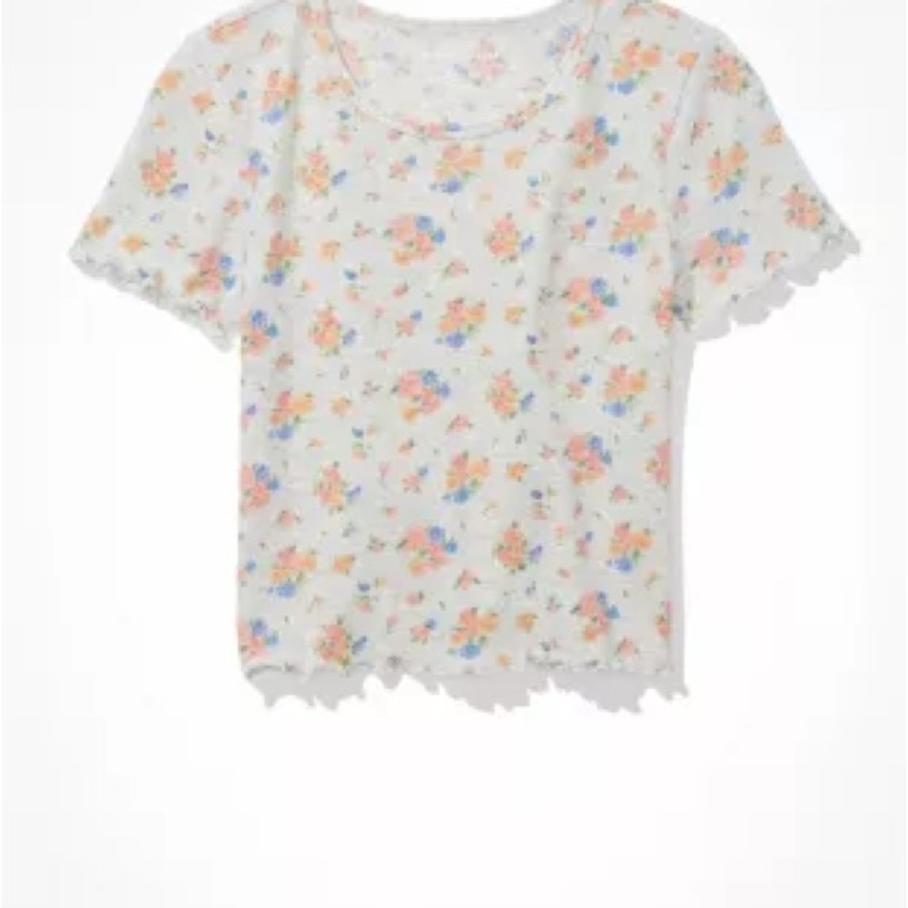 NWT American Eagle Outfitters Floral Waffle Baby Tee